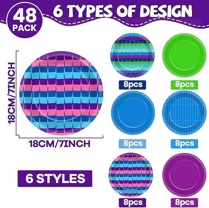48PCS Video Game Birthday Party Supplies Video Gaming Paper Plates 7" Dinnerware Dessert Plates Llama Game On Party Decorations Gamer Level Up Table Decor for Teenager Kids Boys Birthday Favor
