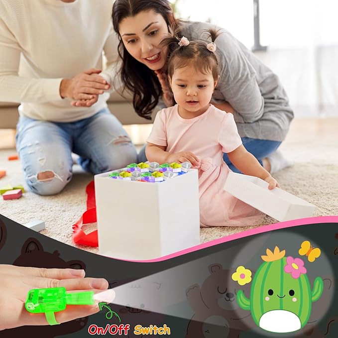 36Pcs Cute Animals LED Finger Lights Kawaii Animals Glow in the Dark Light Up Finger Lights Pink Party Favors Animal Theme Toys Bulk for Kids Cute Animal Birthday Classroom Prize Exchange Gift Supply