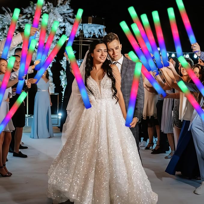 230 LED Foam Glow Sticks, Bulk Glow Sticks, Foam Light Up Sticks Bulk, LED Foam Sticks with 3 Colorful Flash Mode,Glow Party Supply for Wedding, Birthday, Concert, Carnival, Sporting Events