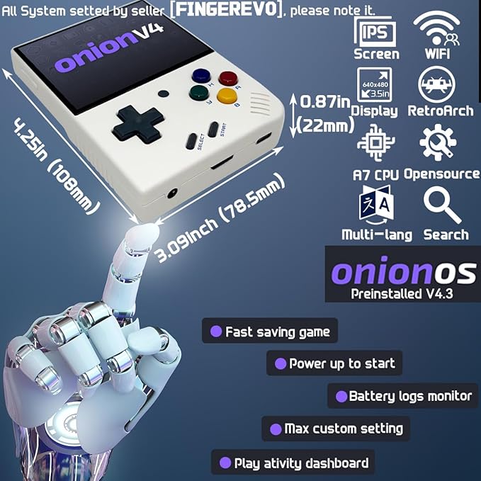 Miyoo Mini Plus OnionOS Handheld Game Console 3.5-inch 640*480 Screen 3000mAh Miyoo-mini+ with Portable Case White