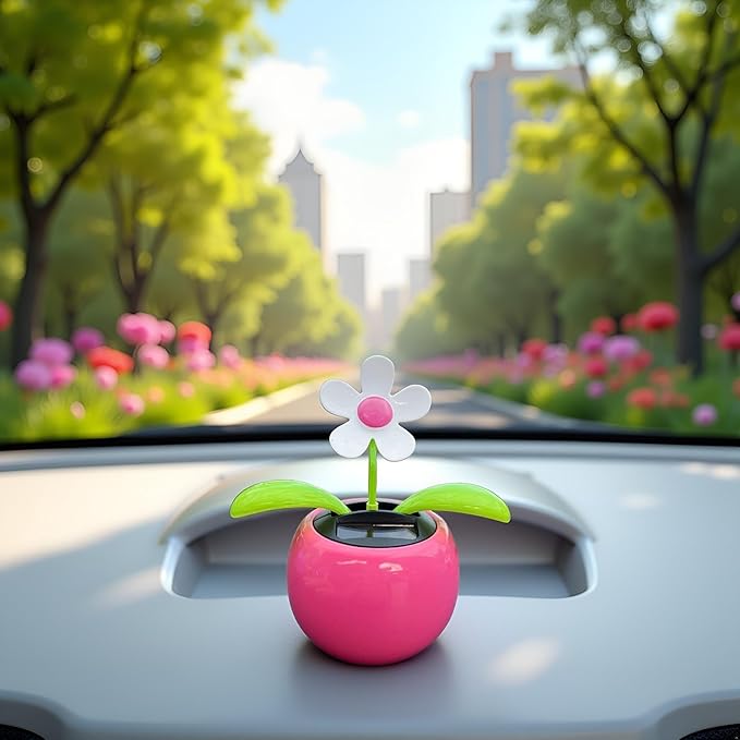 Rose Red Solar Dancing Flower Car Dashboard Decorations - Funny Solar Powered Dancing Flower Pot Flower Swinging Toy for Car Decor Funny Gifts for Friends Solar Power Kits Learning and Education