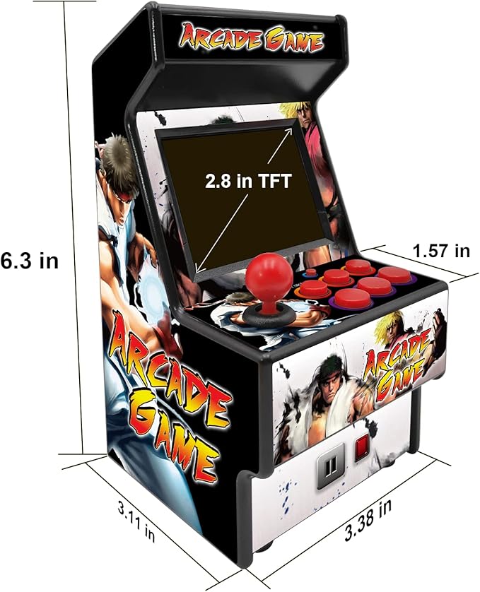 Mini Video Games Machine - 156 Retro Games Console Playable - 2.8 Inch Screen Handheld Gaming Device Support AV Output - Electronic Birthday Xmas Gift for Kids Adults