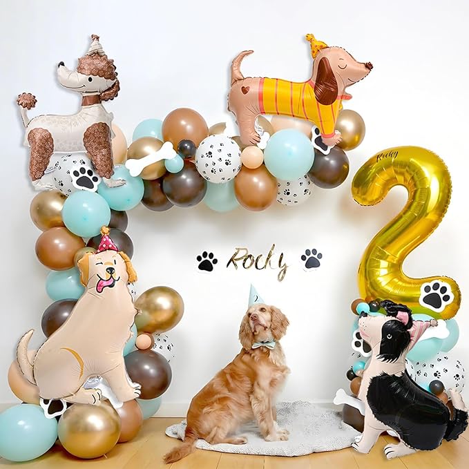 4 PCS 3D Dog Balloons Cute Puppy Balloons for Dog Themed Birthday Party Decorations Dogs Birthday Party Supplies