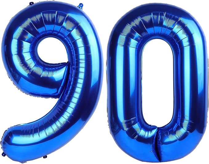 Navy Blue Number 90 Balloon 40 inch, 90 Number Balloons, 90th Navy Blue Birthday Decorations, 90 Year Old Women Men Blue Party Supplies