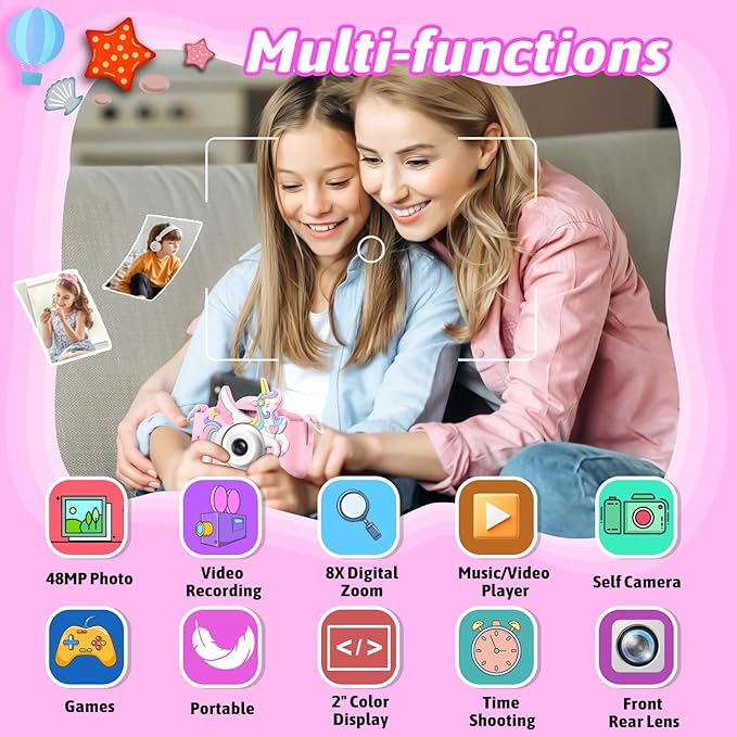 Kids Camera Toys,Children Digital Video Camera Gift for Girls Boys 3-12 Age Kids,Chritmas Birthday Festival Present for 3 4 5 6 7 8 9 10 11 12 Year Old Toddler Child (Pink)