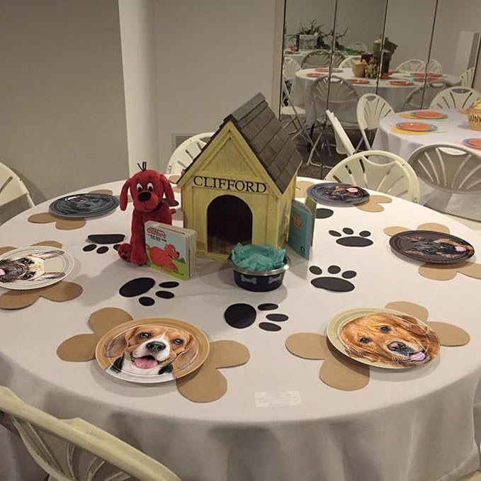 60 Pcs Dog Paper Plates, Real Puppy Face Dinner Plates Puppy Party Decorations for Dog Birthday Party Supplies