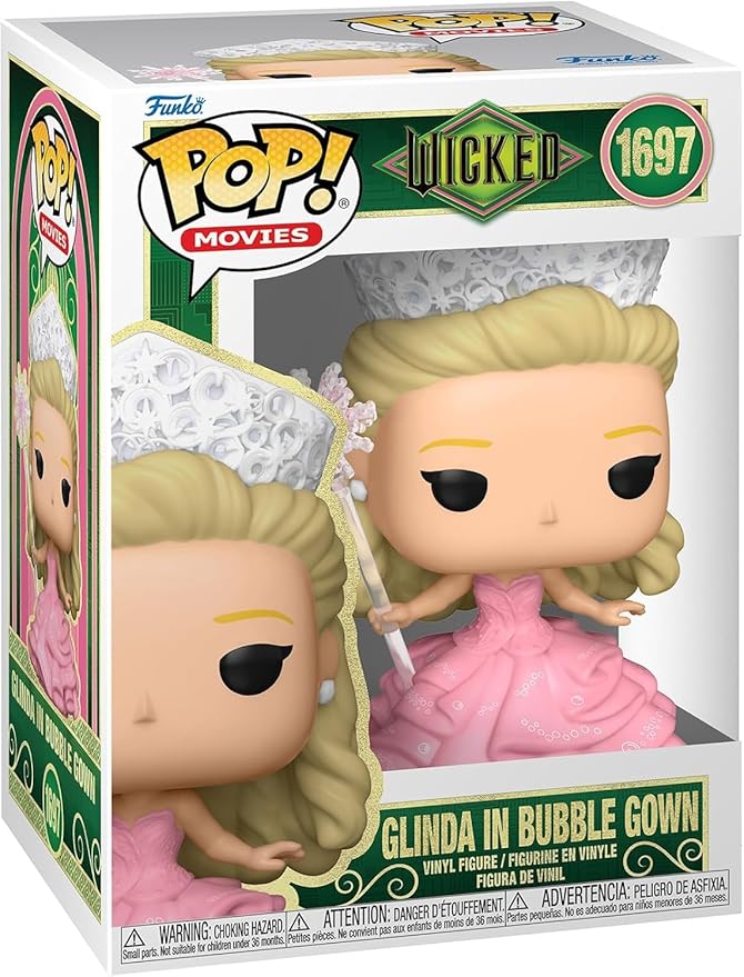 POP Movies: Wicked - Glinda in Bubble Gown Funko Vinyl Figure (Bundled with Compatible Box Protector Case), Multicolor, 3.75 inches