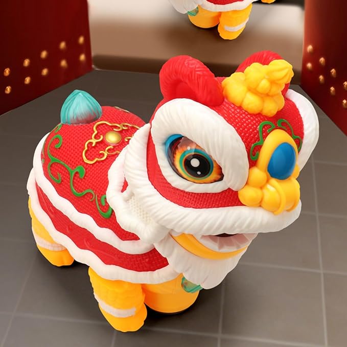 Electronic Lions Dance Electric Toy with Lights and Sounds,Early Learning Education,Wagging Walking Gift Electric