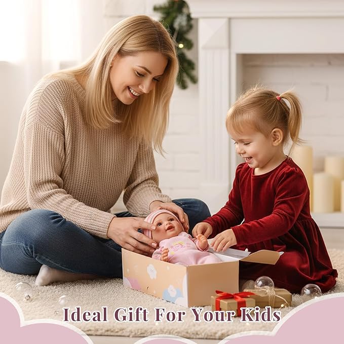 BABESIDE Baby Doll Girl - 12-Inch Realistic Baby Dolls with Magic Feeding Bottle Real Life Vinyl Toy Gift for 3+ 4 5 6 Years, Ideal for Birthday, Pretend Play, Christmas