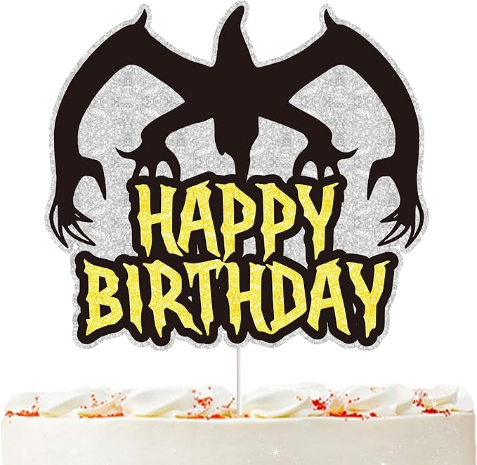 Stranger Birthday Cake Topper Black Glitter Cake Topper Stranger Themed Things Birthday Decorations for Birthday Party Supplies