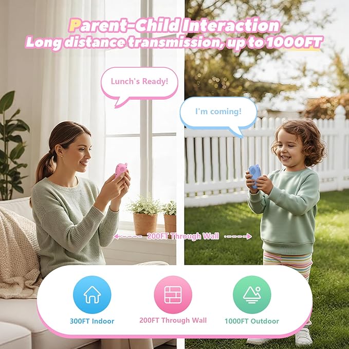 Kids Video Walkie Talkies, 2 Pack Rechargeable Children’s Visual Intercom Toys with LCD Screen, Long Range Two-Way Radio for Indoor Outdoor Games, Birthday Gifts for Boys Girls (Pink & Blue)