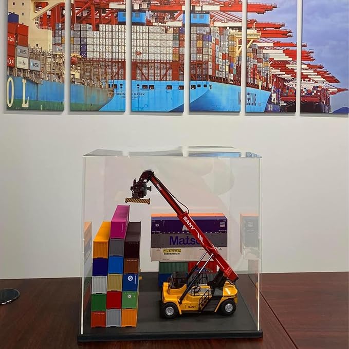 Thickened Clear Acrylic Display Case with Wood-Plastic Base for Lego 75328 75976 Action Figures Collectibles Organizer Display Box Dustproof Protection Showcase (Black Inside 5.9x5.9x7.8 inch)