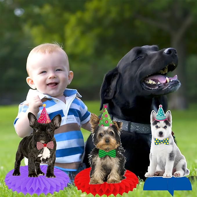 13Pcs Baby Dog Honeycomb Centerpieces Puppy Pet Birthday Party Supplies Pet Dog Party Table Decoration for Dog Theme Birthday Party Baby Shower Supplies