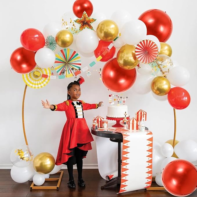 TONIFUL 16Pcs Large Red 4D Giant Round Foil Balloon 4D Mirror Metallic Mylar Sephere Balloons for Christmas New Year Birthday Party Graduation Wedding Baby Shower Decoration Supplies(Mix Sizes)