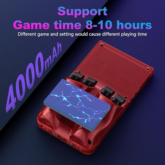 R36MAX Retro Handheld Game Console, 4.0 Inch 720x720 IPS Screen, 128GB Built-in 22000+ Classic Game, Portable Hand Held Open Source Linux System, 4000mAh Battery Retro Gaming Console(Red 128GB)