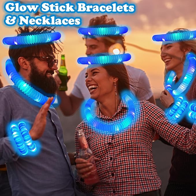 12-24 PCS Blue Glow Sticks for Kids,Light Up Pop Tubes Party Favors for Toddlers,Goodie Bag Stuffer Fillers,Birthday Easter Mardi Gras Parade Throws Non Candy Treats Prizes Toys Gifts for Boys Girls