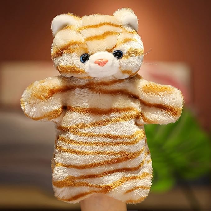 Tabby Cat Hand Puppets Kitten Plush Animal Toys Dolls for Kids Imaginative Pretend Play Storytelling