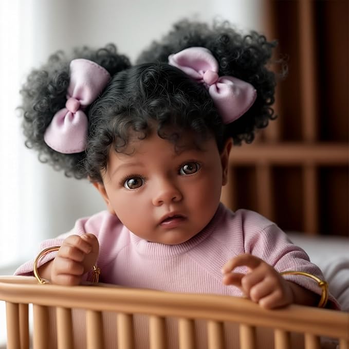 BABESIDE Lifelike Reborn Baby Dolls Black Girl- 20 Inch Soft Body Realistic-Newborn Handmade Real Life Baby Dolls with Clothes and Toy Gift for Kids Age 3+