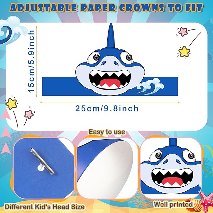 24 Pcs Party Hats for Kids Paper Headbands Crown for Boys Girls, Birthday Party Decoration Favors