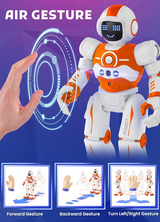 Robot Toys for Kids,Programmable Remote Control Smart Walking Dancing Robot Toy with Gesture & Sensing for Age 4 5 6 7 8 9 10 Year Old Boys Girls for Birthday Present,Orange