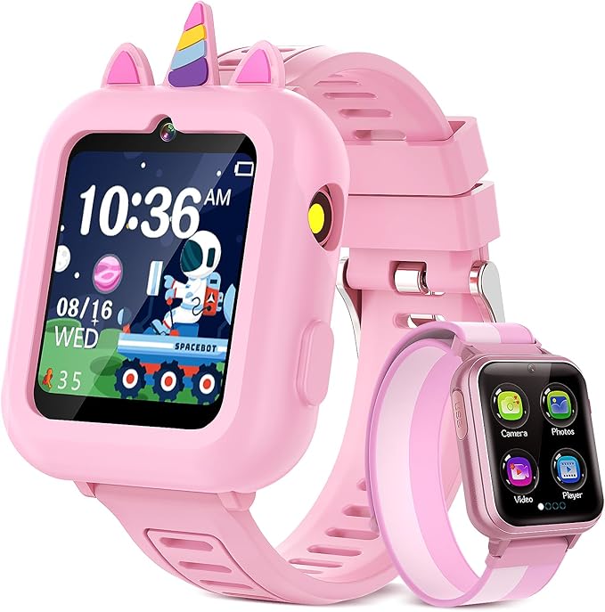 Smart Watch for Kids Girls Gift Age 3-12 with 39 Games Alarm Clock Camera Video Music Player Pedometer Flashlight 12/24 hr HD Touch Screen Kids Smart Watch Birthday Toys for Girls Ages 4 5 6 7 8 9 10