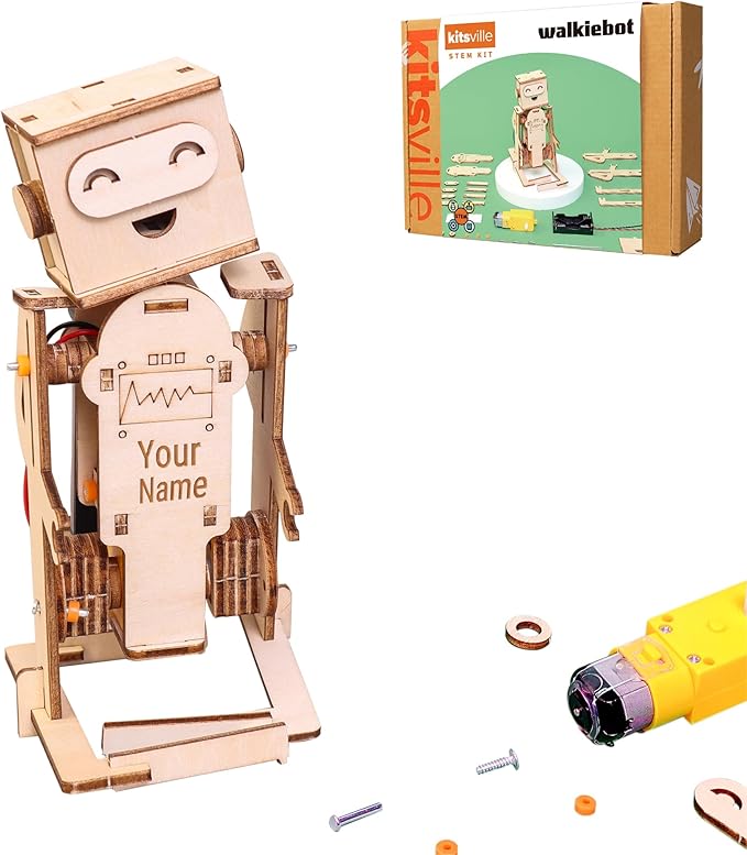 WalkieBot Personalizable DIY Kit, Customizable with Laser-Engraved Name, Personalized Creative Gift