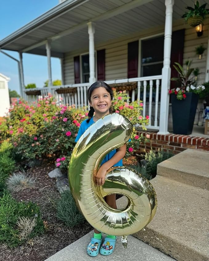 40 Inch Champagne Gold Number 5 Balloon, Giant 5 Number Balloons for 5th Birthday Decorations, Party Supplies for Baby Boy Girl, Champagne Gold Party Decor