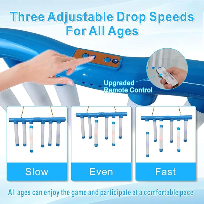 Reflex Drop Sticks Challenge Game with Remote Control - 3 Adjustable Speed Modes, Light-Up Hand-Eye Coordination & Reaction Training Toy, Fun Glowing Catch Falling Sticks Game for Kids and Adults