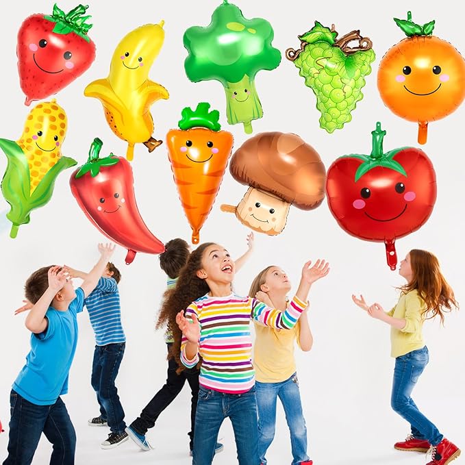 Vegetable Balloons Decoration, 10 Styles Fruit and Veggie Foil Balloon for Wedding Baby Shower Party Supplies