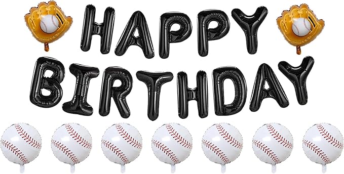Baseball Party Decorations Baseball Glove Balloons, Aluminium Foil Happy Birthday Banner Sports Themed Party Supplies for Boys Kids