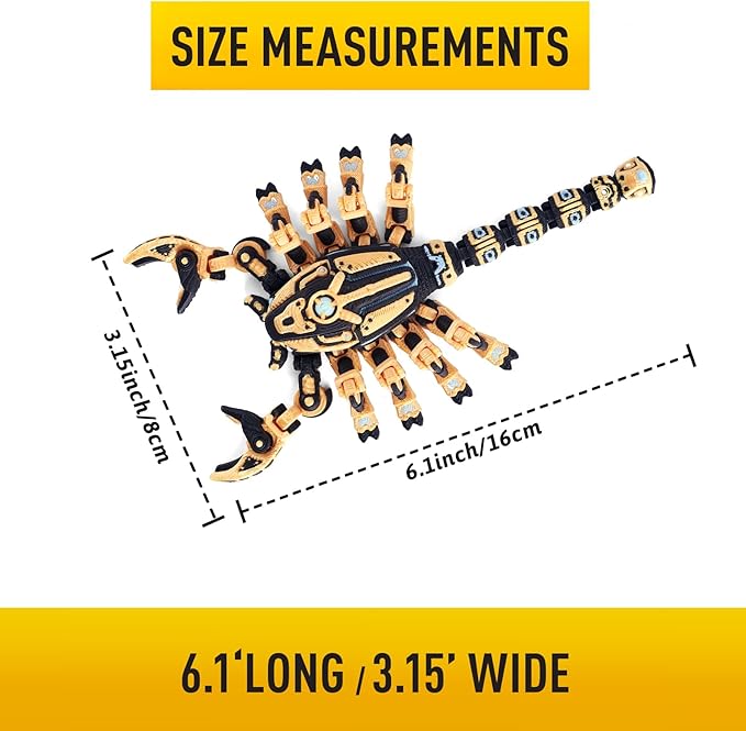 3D Printed Robotic Scorpion Figure – Steampunk and Cyberpunk Mechanical Sci-Fi Design, Movable Limbs and Tail