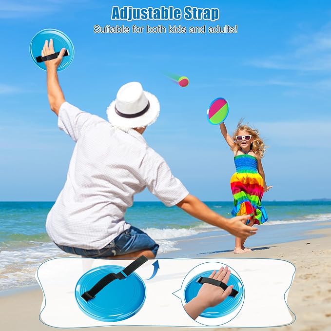 Toss and Catch Ball Set Game Kids Toys – 6 Paddles & 3 Balls, Easter Basket Stuffers Birthday Gifts for 3 4 5 6 7 8 Year Old Boy Girl, Outdoor Games for Beach Yard Pool Camping Lawn Family Party