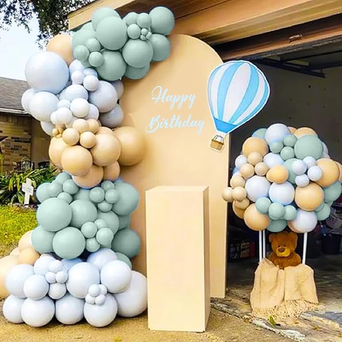 Dusty Blue Neutral Balloons, 12 Inchs Baby Blue White Apricot Grey Neutral Balloons for Birthday, Bridal Shower Baby Shower Wedding Party Decoration