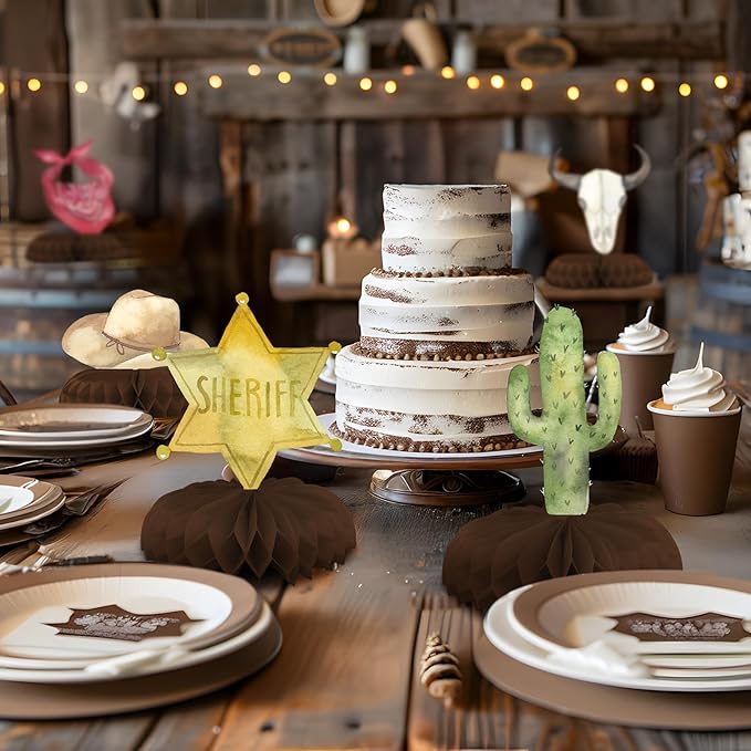 12 Pack Cowboy Table Decorations - Cowboy Party Decorations for Kids' Birthday and Themed Events - Cowboy Table Toppers