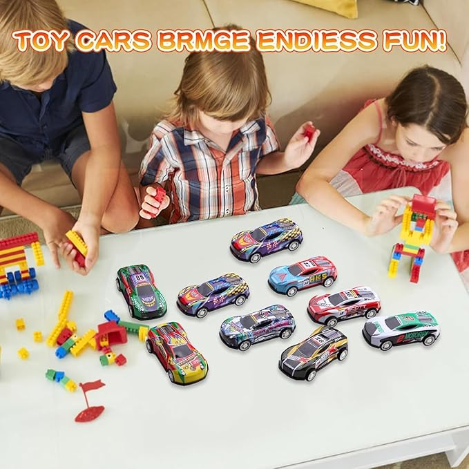 100 Pack Pull Back Cars for Kids, Mini Vehicles Toy Bulk Party Favor Race Cars Toys, Goodie Bag Stuffers, Pinata Fillers for Boys Girls Toddlers (100)