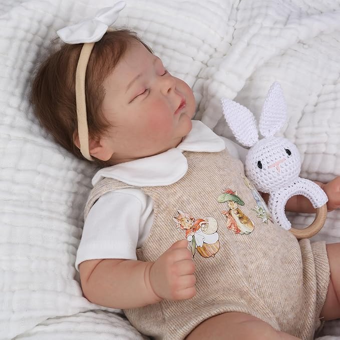 CHAREX Lifelike Reborn Baby Dolls - 22 Inch Sleeping Realistic Newborn Baby Girl with Soft Weighted Cloth Body, Real Life Baby Doll Peaches with Realistic Veins, Doll Gift Set for Kids Age 3+