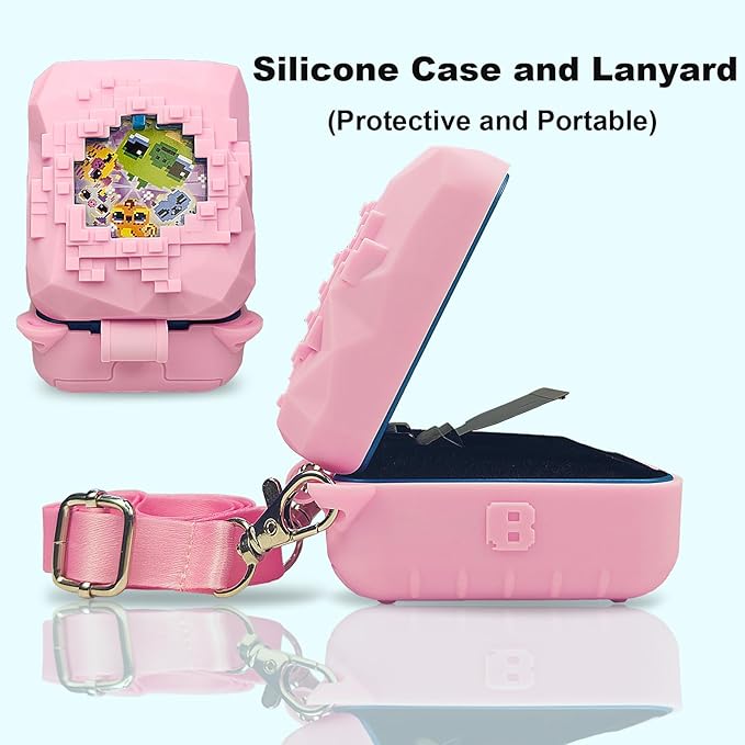 JCHPINE Hard Carrying Case and Silicone Cover for Bitzee Magicals Interactive Digital Pet, Accessories Case for Bitzee Magicals Virtual Electronic Pets (Pink)