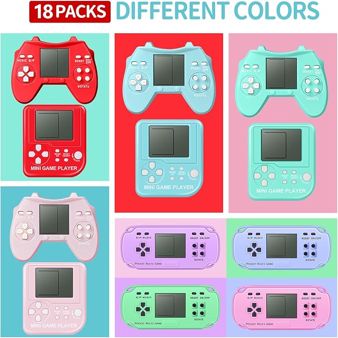 18Pcs Video Game Party Favors, Mini Video Game Birthday Decorations Game Keychains, Return Gifts for Birthday Party Supplies for Kids Classroom Prizes for Boys and Girls