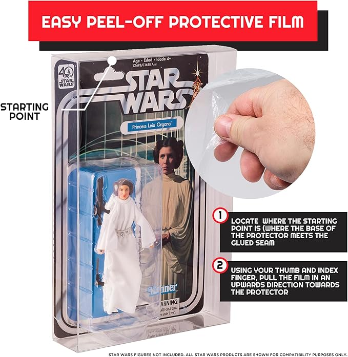 EVORETRO Plastic Box Case Protector for Hasbro Star Wars 40th Anniversary Edition 6 inches Carded Toy Action Figures - 12 Pack - 0.35mm Clear, Scratch, Dust, Impact, Resistant Protective Case