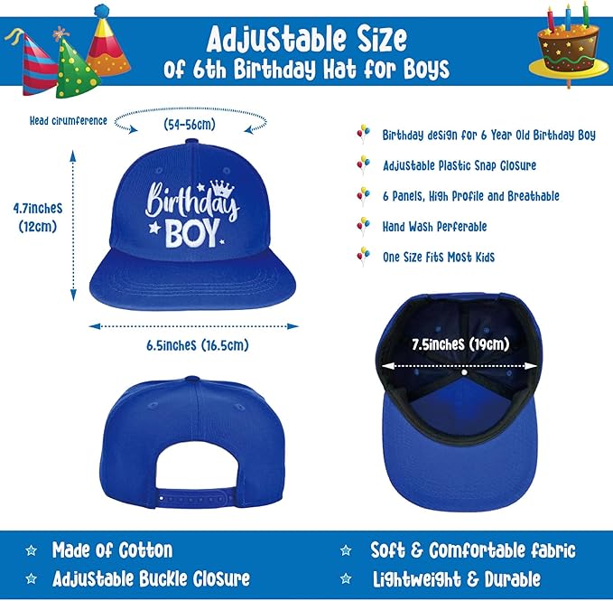ZomefinKiu 6th Birthday Party Supplies for Boys - Hat, Badge, Decorations, and 6 Year Old Outfit