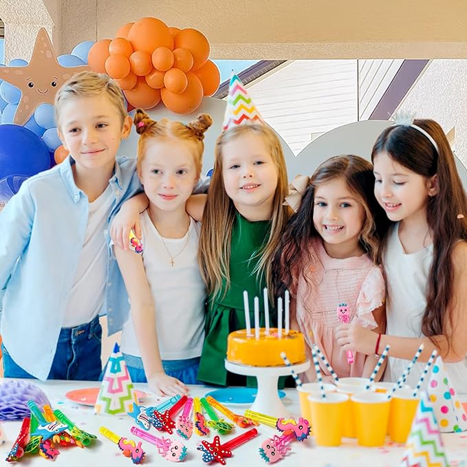 Winrayk Under the Sea Party Favors, 24Pcs Ocean Animal Mini Bubble Wands for Kids Bubbles Bulk with Detachable Topper (6 Styles & Colors), Summer Pool Beach Birthday Goody Bag Stuffer Classroom Prizes
