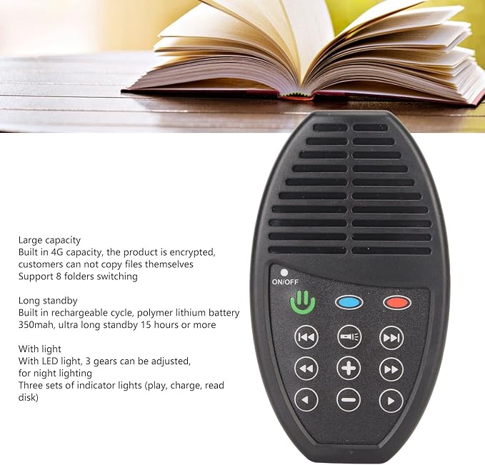 Solar Powered Electronic Bible Player with Rechargeable Battery, LED Light, 4G Capacity, HiFi Sound Player for Seniors, Kids and The Blind (English KJV, Arabic)