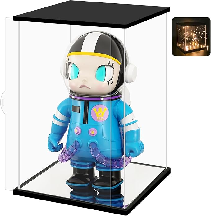 NONEMEY Clear Acrylic Display Case with Two Kind of Lights for 1000% Pop Mart，Dustproof Model Showcase Organizer Box, Display Case for Collectibles (21.2x21.2x30.7inch,54x54x78cm)