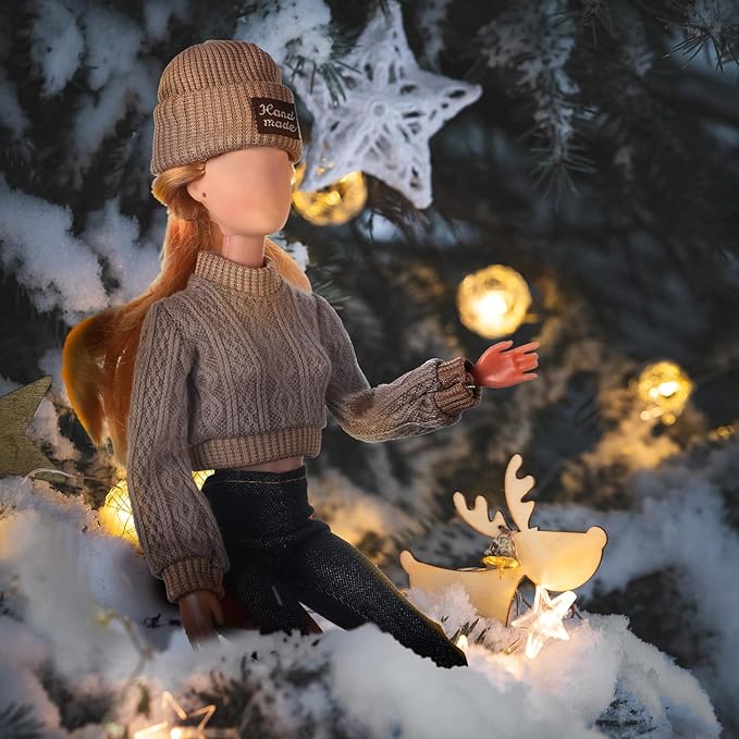 6 Pcs Winter Doll Clothes 11.8 Inch Fashion Doll Accessories Set Sweaters Denim Pant Clothing Sweet Outfits for Winter Spring Party Birthday Gift