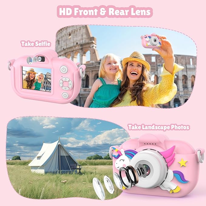 Kids Camera for Girls Toddlers, 3-12 Year Old Girl Gifts Toys, HD Digital Toddler Camera for Kids, Christmas Birthday Gifts Kid Camera Toys for 3 4 5 6 7 8 9 10 12 Year Old Girls Boys
