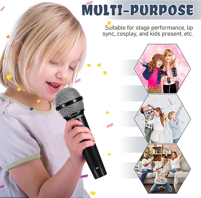 TOYANDONA Fake Microphone Prop for Kids - 6. 4" Plastic Microphone Pretend Play Mic Toy for Reporter Interview, Karaoke Stage Performance, Halloween Christmas Party Costume Favors