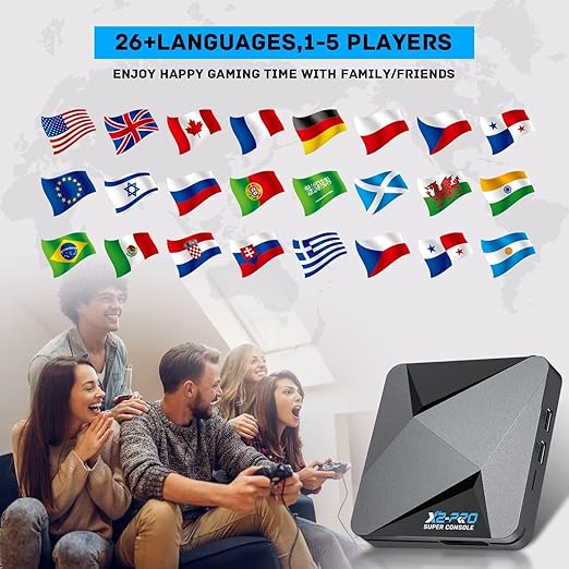 Kinhank 2026 Upgrade Retro Game Console,Super Console X2 PRO Emulator Console with 37,000+ Classic Games,Retro Gaming Console with EmuElec 4.6 &Android 9.0,4K UHD Output,2.4+5G WIFI,BT 5.0