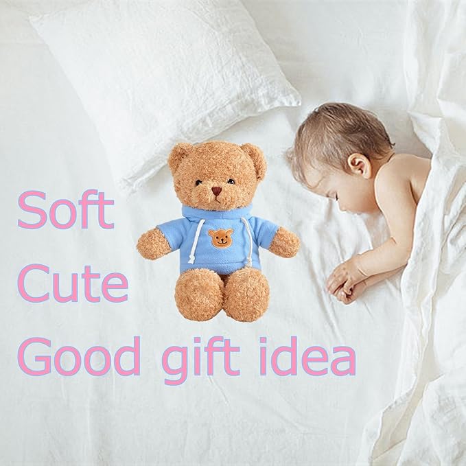 11.8" Teddy Bear Stuffed Animals Plush Bear Doll Kids Boys Girls Animal (Blue Bear)
