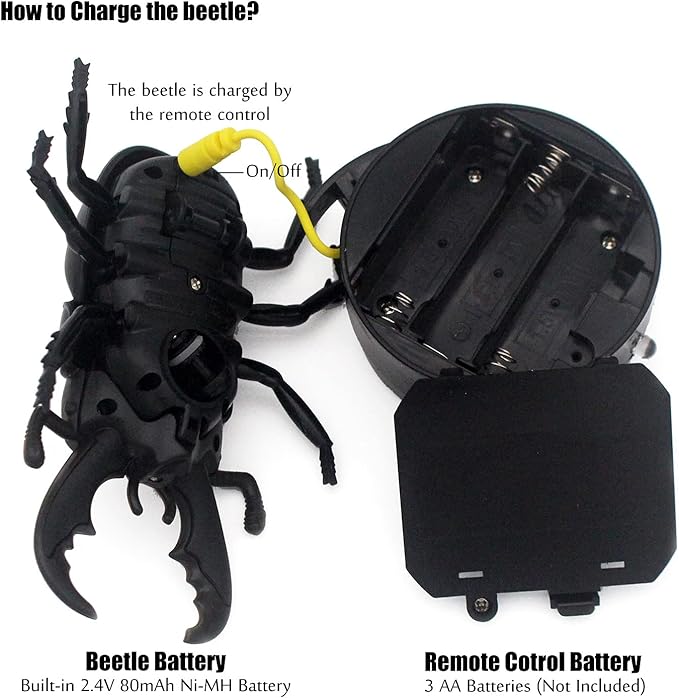Tipmant RC Beetle Remote Control Insects Realistic Electronic Simulation Climber Animal Prank Toy Vehicle Kids Birthday Gifts (Yellow)
