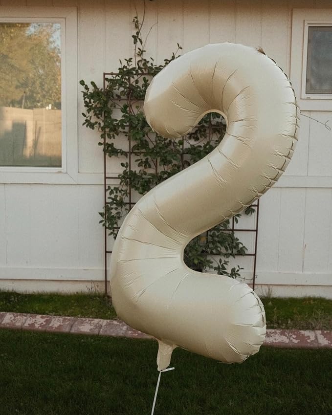 40 Inch Cream Number 6 Balloon, Giant 6 Number Balloons for 6th Birthday Decorations, Party Supplies for Baby Boy Girl, Cream Party Decor